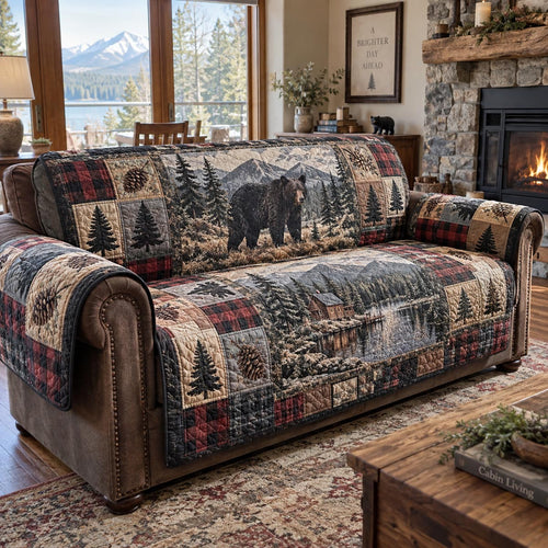Mountain Wildlife Retreat Quilted Sofa Cover NCU0DV10120