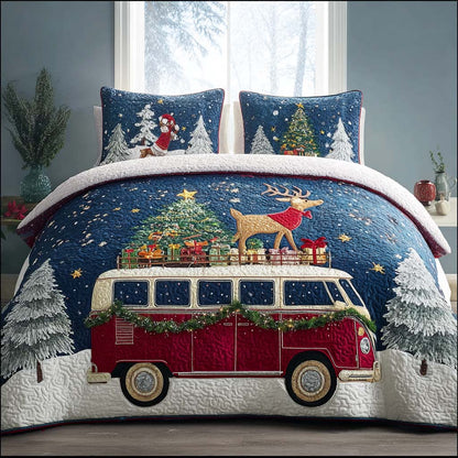 Mountain Xmas Camp 3-Piece Quilted Bedding Set NCU0NT11367