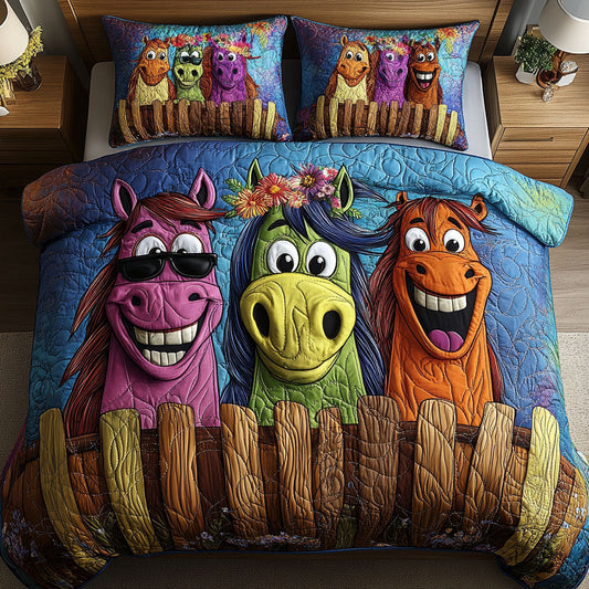 Muddy Hooves 3-Piece Quilted Bedding Set NCU0NT6838