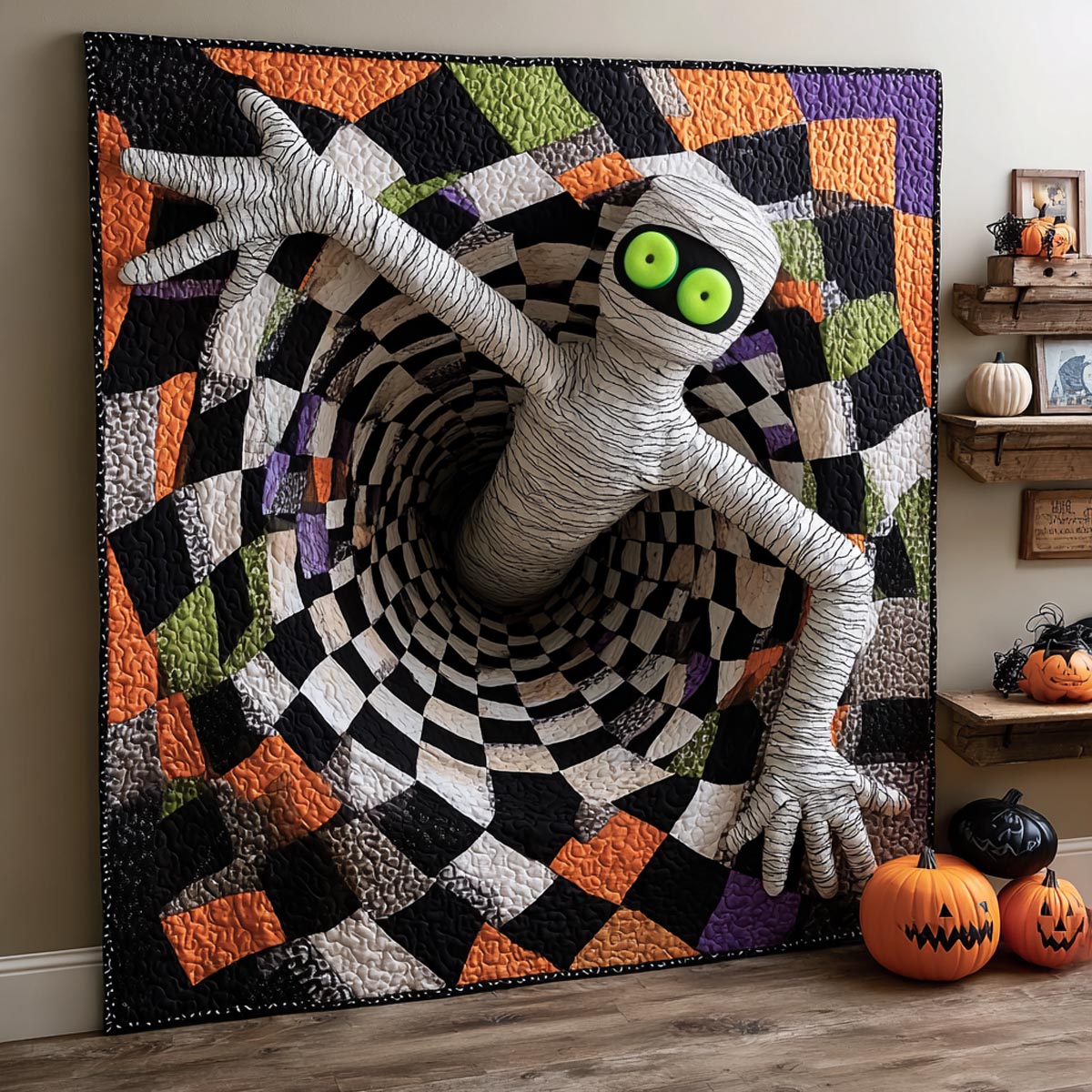 Mummy Escape Art Quilt Hanging NCU0DV9853