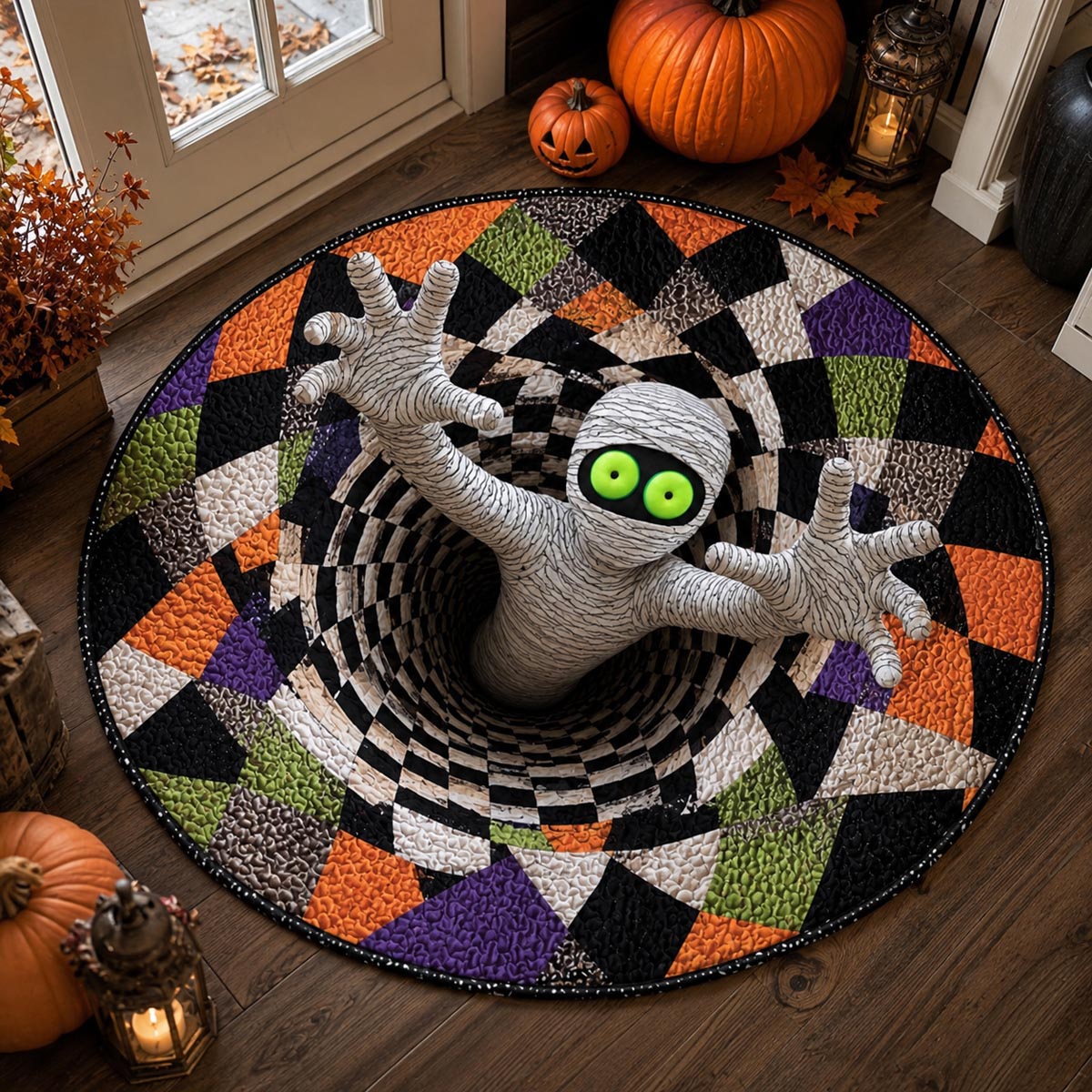 Mummy Escape Quilted Round Mat NCU0DV9896