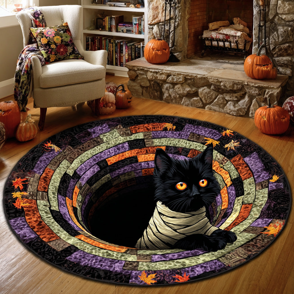 Black Cat Quilted Round Mat NCU0VT260