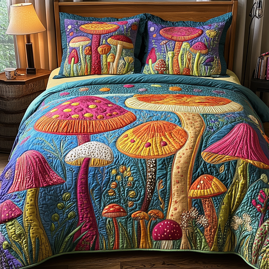 Mushroom Dream 3-Piece Quilted Bedding Set NCU0DK11289