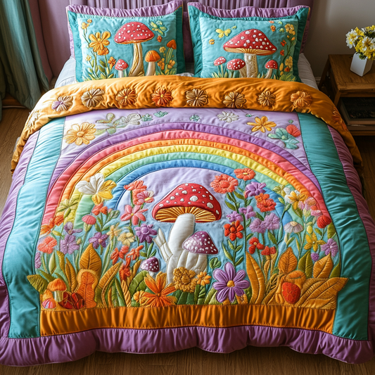 Mushroom Dream 3-Piece Quilted Bedding Set NCU0VH2594