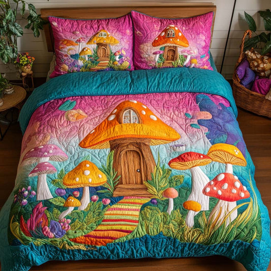 Mushroom Dreams 3-Piece Quilted Bedding Set NCU0NT7886
