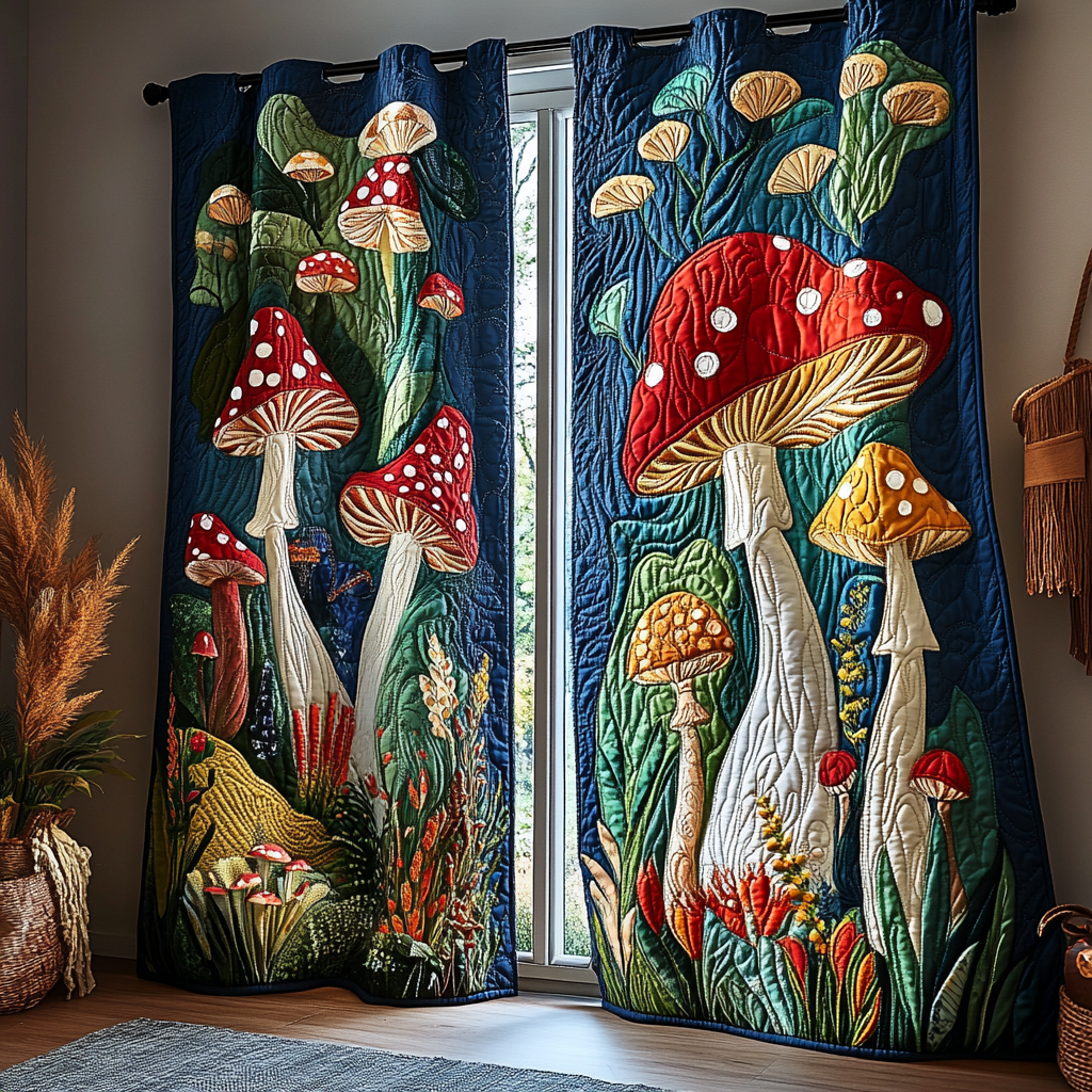Mushroom Field Quilted Curtains NCU0DK10962