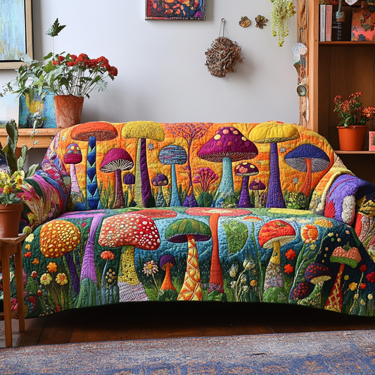 Mushroom Field Quilted Sofa Cover NCU0DK11116
