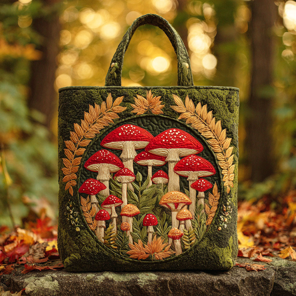 Mushroom Forest Quilted Tote Bag NCU0TD602