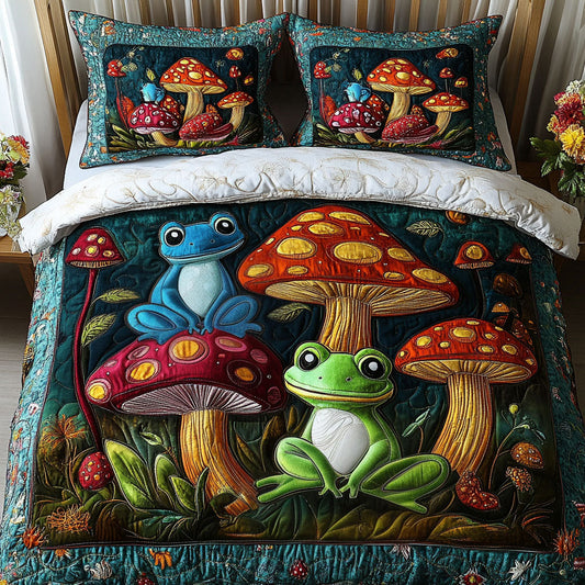 Mushroom Frogs 3-Piece Quilted Bedding Set NCU0NT3146