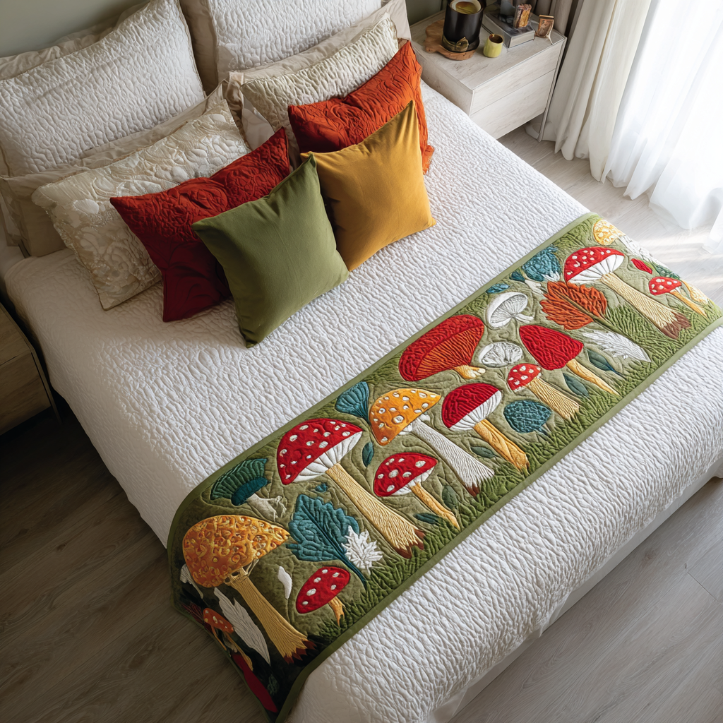 Mushroom Garden Quilted Bed Runner NCU0DK11100