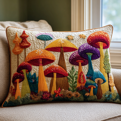 Mushroom Garden Quilted Bedding Pillow Case NCU0DK11037