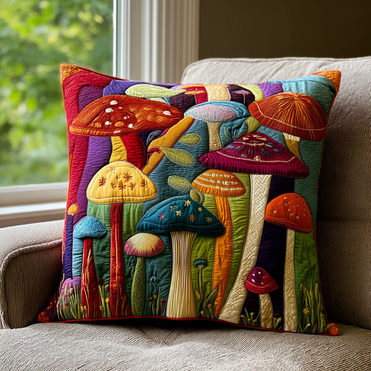 Mushroom Garden Quilted Pillow Case NCU0DK11037