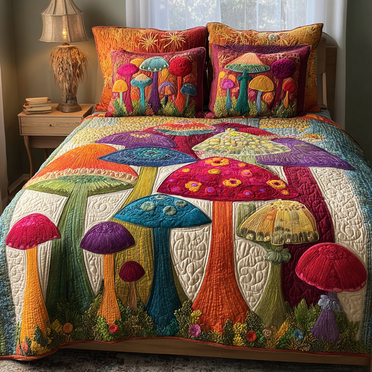 Mushroom Glow 3-Piece Quilted Bedding Set NCU0DK11288