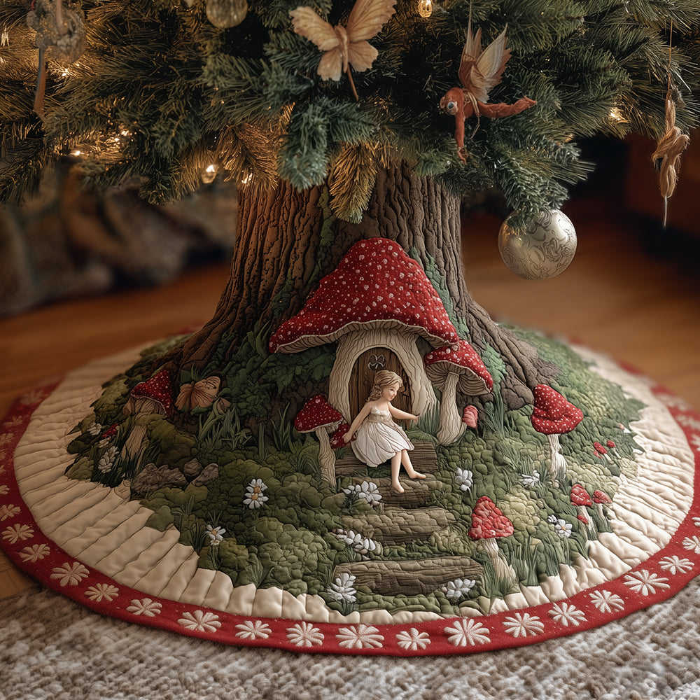 Mushroom Grove Magic Christmas Quilted Tree Skirt NCU0TH3844