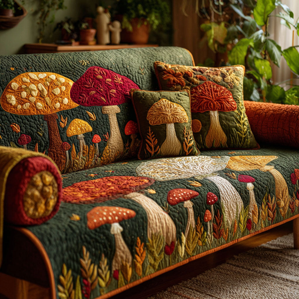 Mushroom Grove Quilted Sofa Cover NCU0TV1263