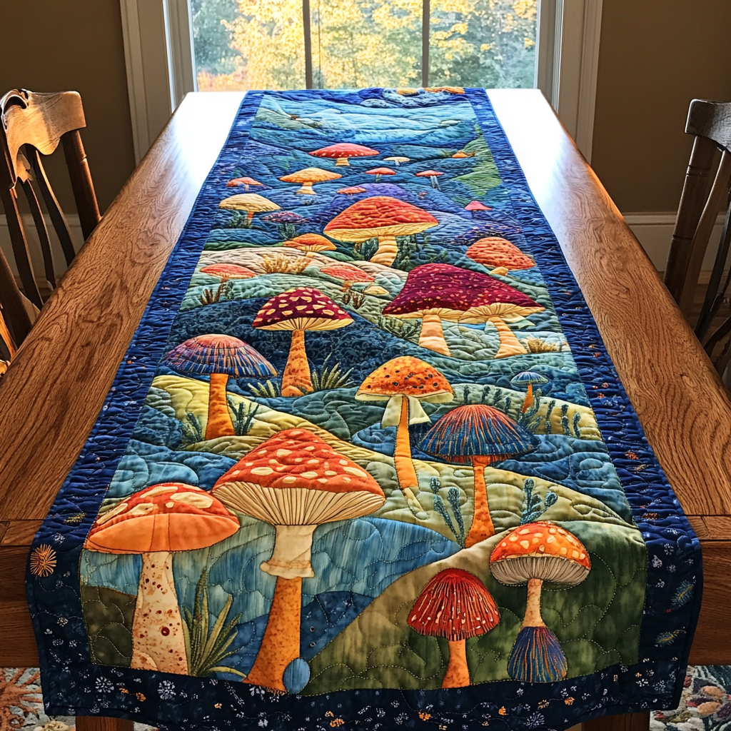 Mushroom Grove Quilted Table Runner NCU0DK7480