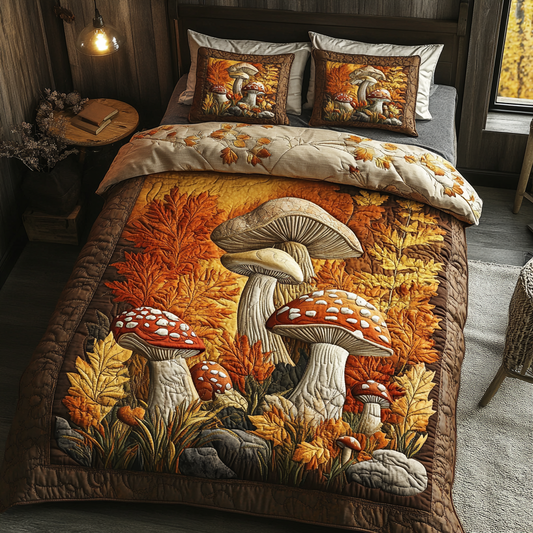 Mushroom Haven 3-Piece Quilted Bedding Set NCU0DK9444
