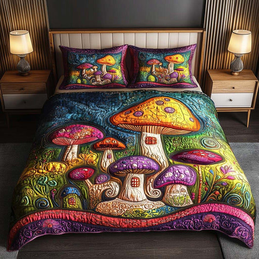 Mushroom Haven 3-Piece Quilted Bedding Set NCU0NT7887