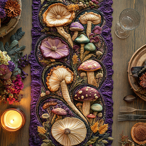 Mushroom Magic Quilted Table Runner NCU0VH5364