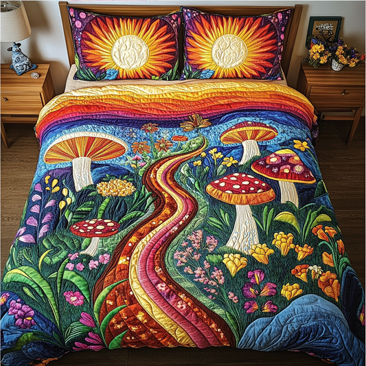 Mushroom Meadow 3-Piece Quilted Bedding Set NCU0DK4228