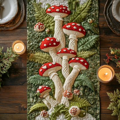 Mushroom Meadow Quilted Table Runner NCU0VH5363
