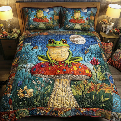 Mushroom Moon Frog 3-Piece Quilted Bedding Set NCU0NT3147