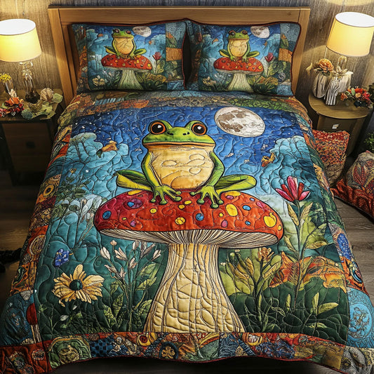 Mushroom Moon Frog 3-Piece Quilted Bedding Set NCU0NT3147