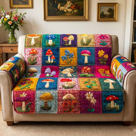 Mushroom Patch Quilted Sofa Cover NCU0XD2408
