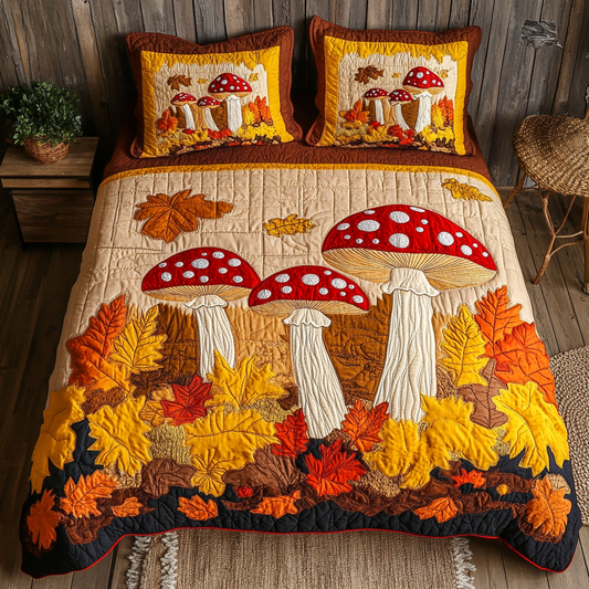 Mushroom Path 3-Piece Quilted Bedding Set NCU0DK9438