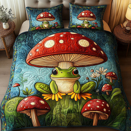 Mushroom Retreat 3-Piece Quilted Bedding Set NCU0NT3232