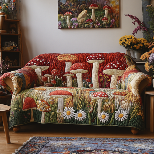 Mushroom Rise Quilted Sofa Cover NCU0DK11118