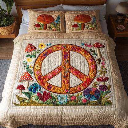 Mushroom Serenity 3-Piece Quilted Bedding Set NCU0NT2163