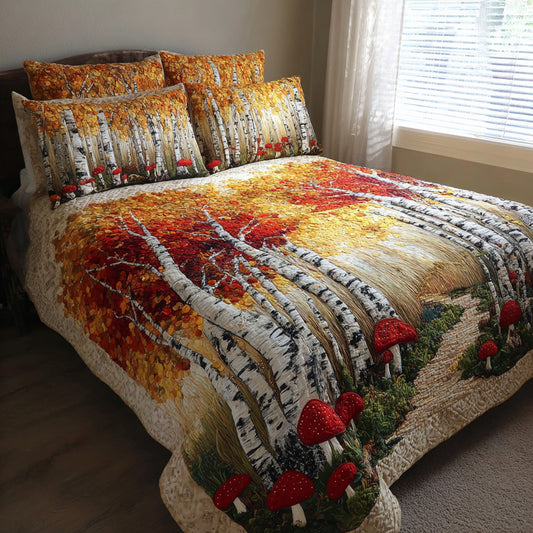 Mushroom Trail 3-Piece Quilted Bedding Set NCU0VL3637