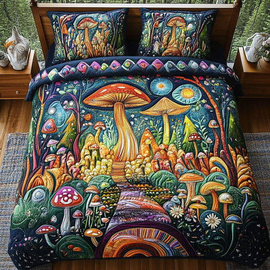 Mushroom Wonderland 3-Piece Quilted Bedding Set NCU0PT3955