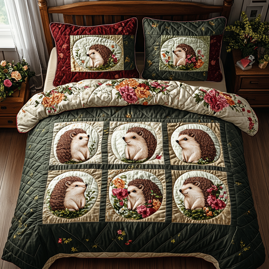 Mushroom and Spines 3-Piece Quilted Bedding Set NCU0DV4003