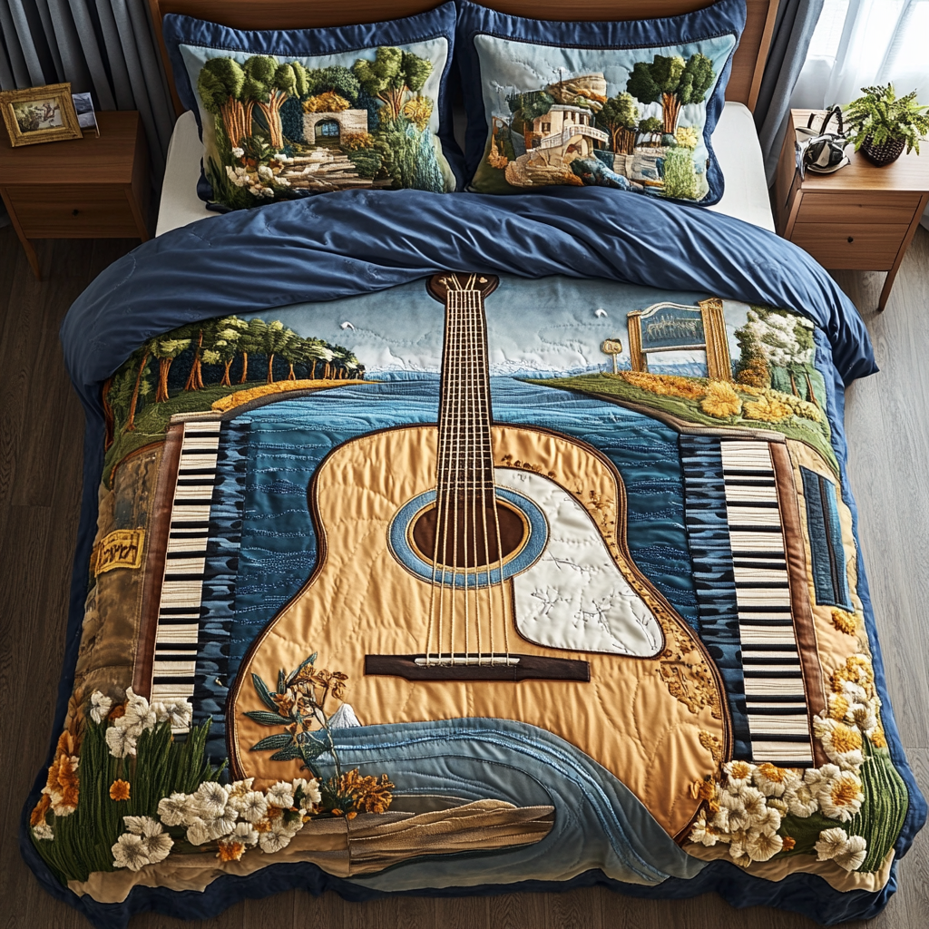 Musical Breeze 3-Piece Quilted Bedding Set NCU0VH4733