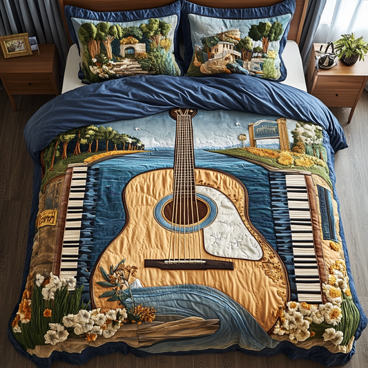 Musical Breeze 3-Piece Quilted Bedding Set NCU0VH4733
