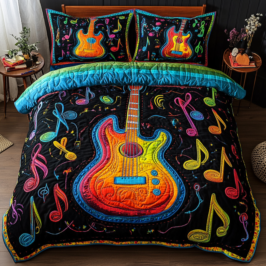 Musical Vibes 3-Piece Quilted Bedding Set NCU0DK6085