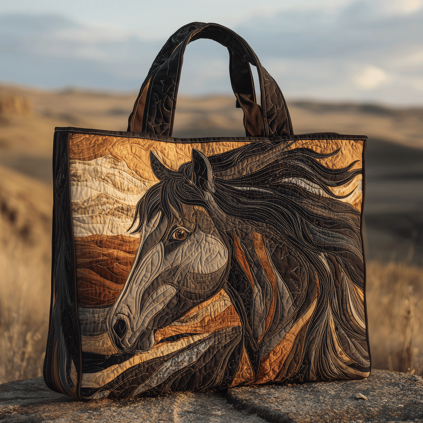 Mustang Spirit Quilted Tote Bag NCU0TH2856
