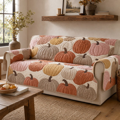 Muted Pumpkins Quilted Sofa Cover NCU0VL3800