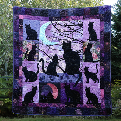 Mysterious Black Cats Quilted Blanket NCU0TH271