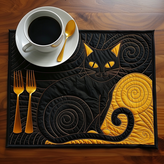 Mystic Black Cat Quilted Place Mat NCU0TH395