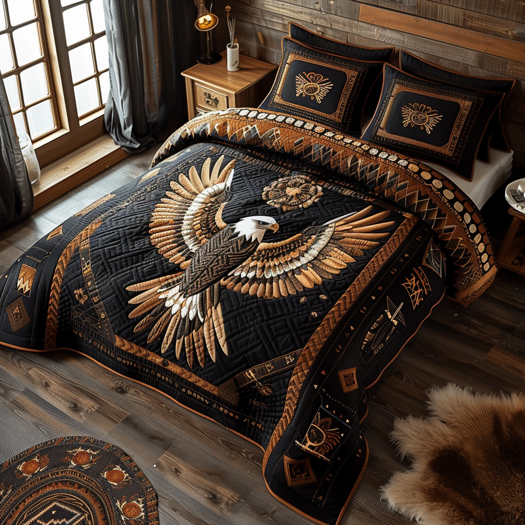 Mystic Eagle 3-Piece Quilted Bedding Set NCU0TH643