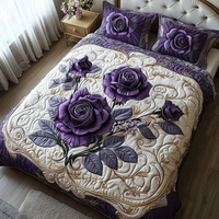 Mystic Violet Rose Quilted Bedding Set NCU0DV3634