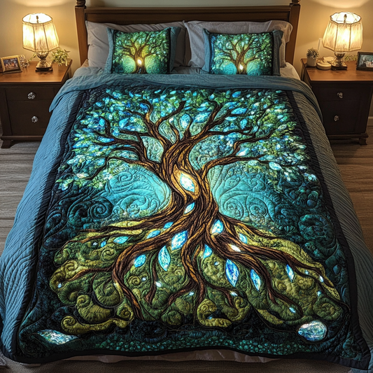 Mystic Branches 3-Piece Quilted Bedding Set NCU0VH1554