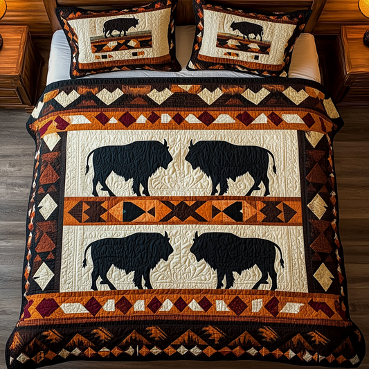Mystic Buffalo 3-Piece Quilted Bedding Set NCU0VH1633