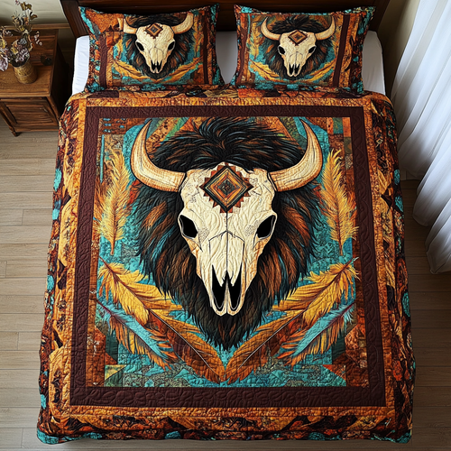 Mystic Buffalo 3-Piece Quilted Bedding Set NCU0DV3706