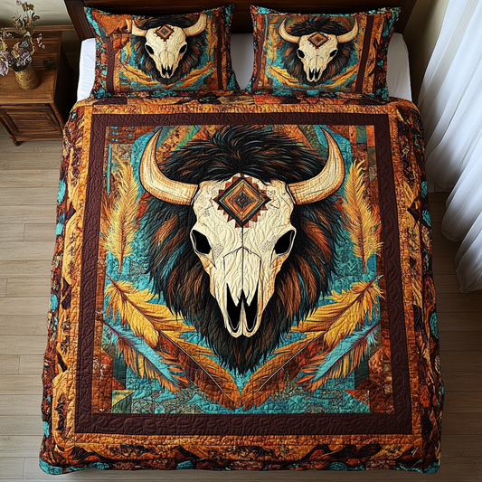 Mystic Buffalo 3-Piece Quilted Bedding Set NCU0DV3706