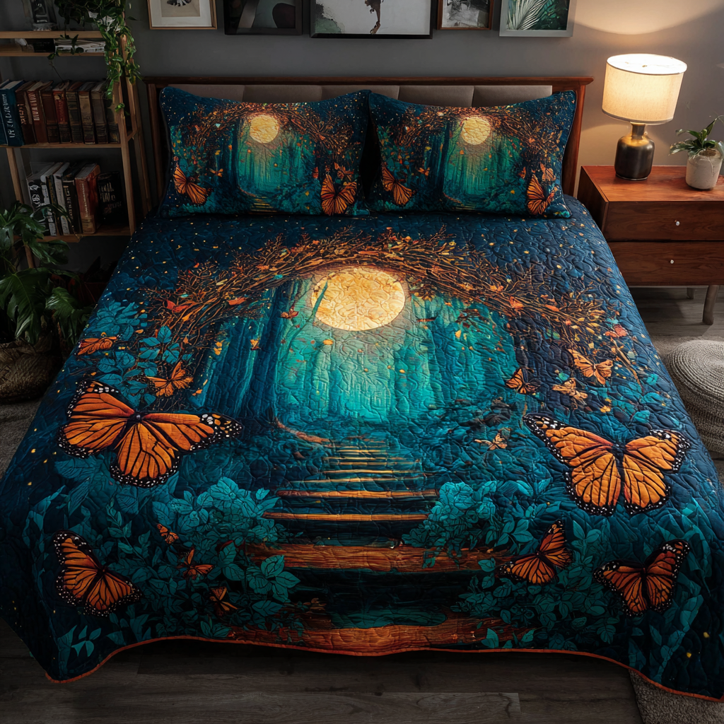 Mystic Butterfly 3-Piece Quilted Bedding Set NCU0DK10812