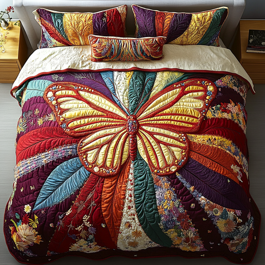 Mystic Butterfly 3-Piece Quilted Bedding Set NCU0VH2837